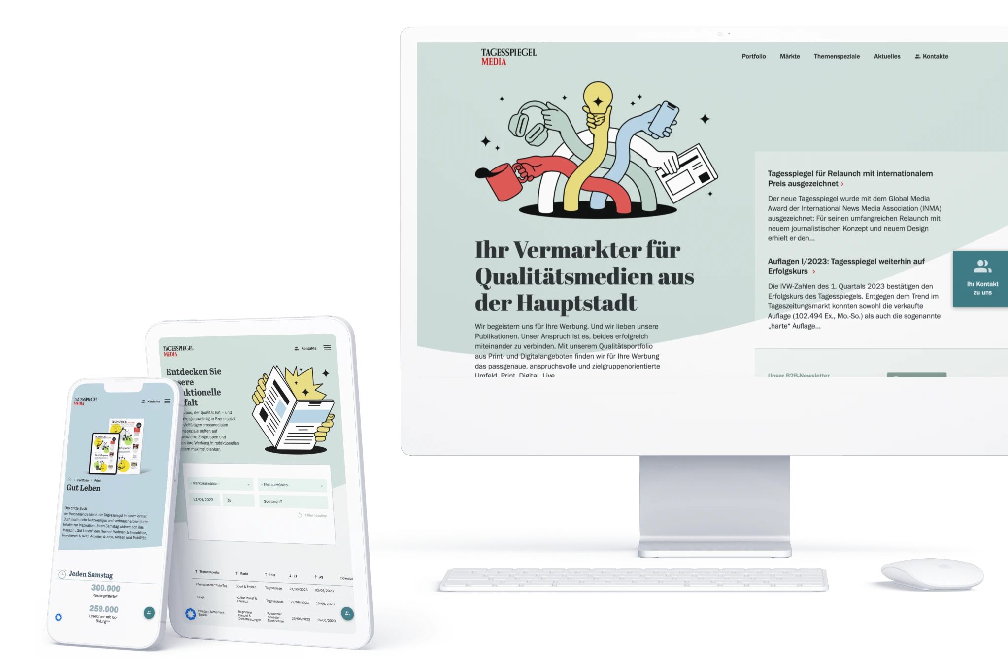 Tagesspiegel Media Webdesign Mockup verschiedene Devices