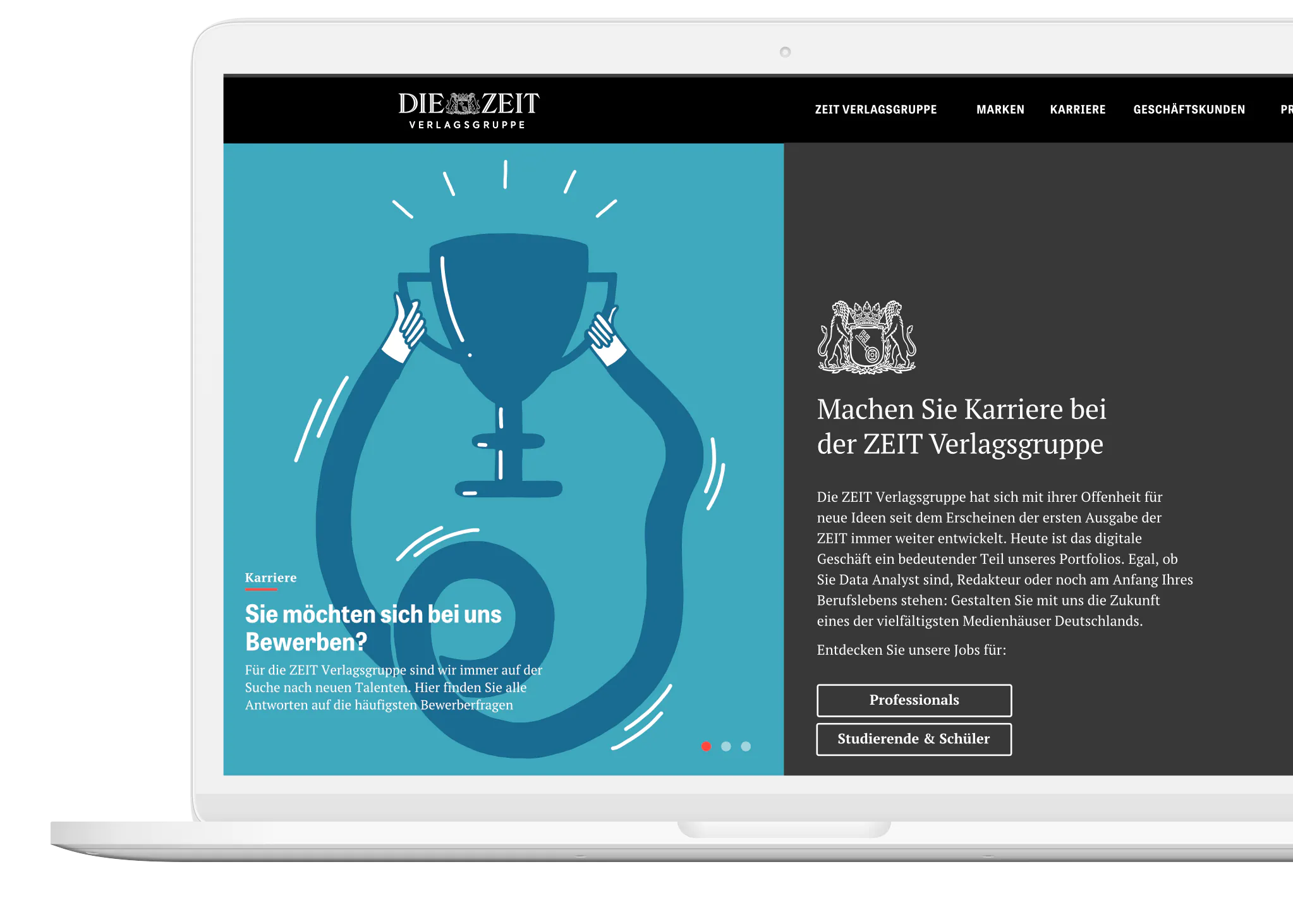 ZEIT Verlagsgruppe Webdesign Mockup Macbook