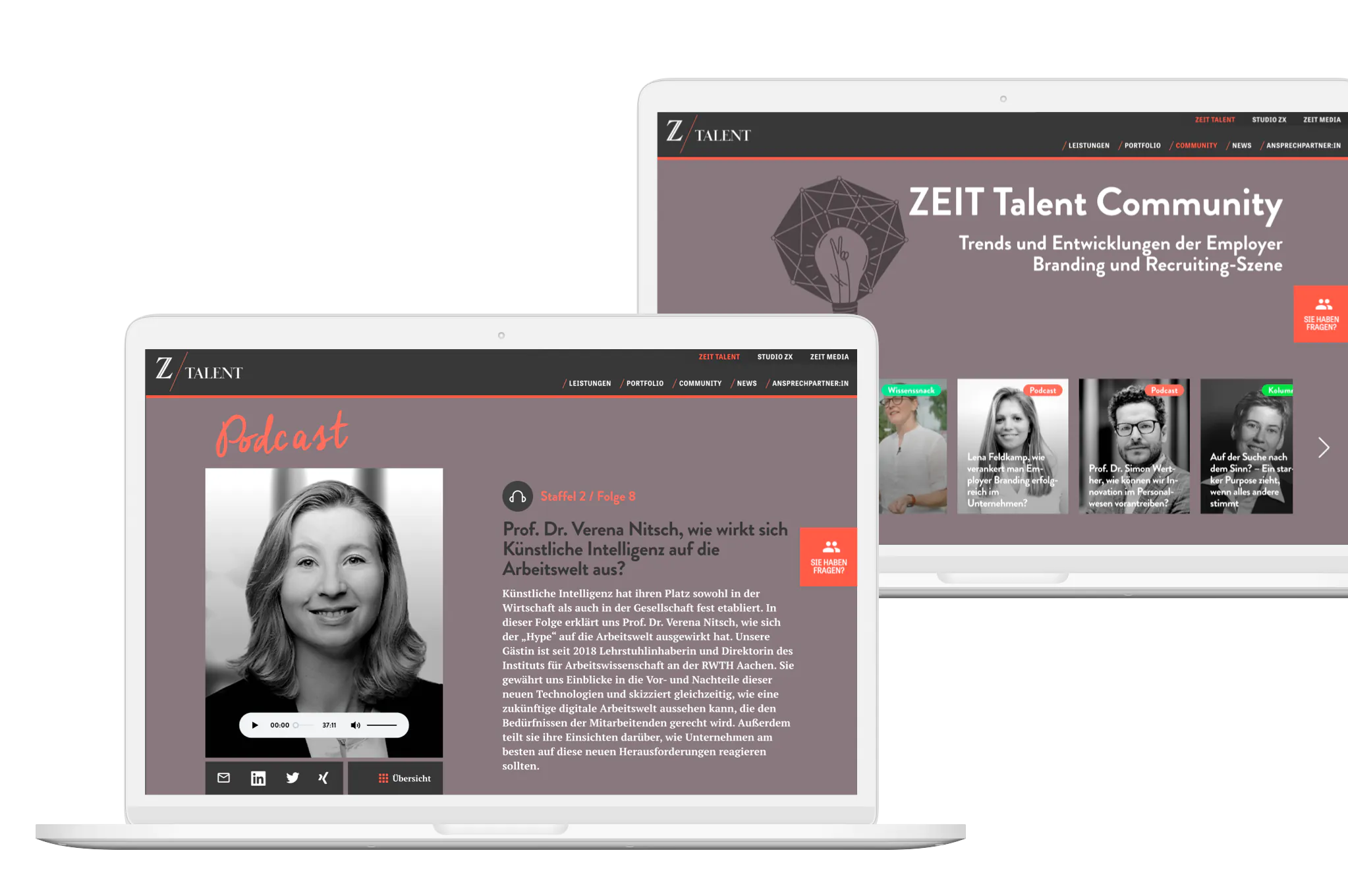 ZEIT Talent Webdesign Mockup Desktop