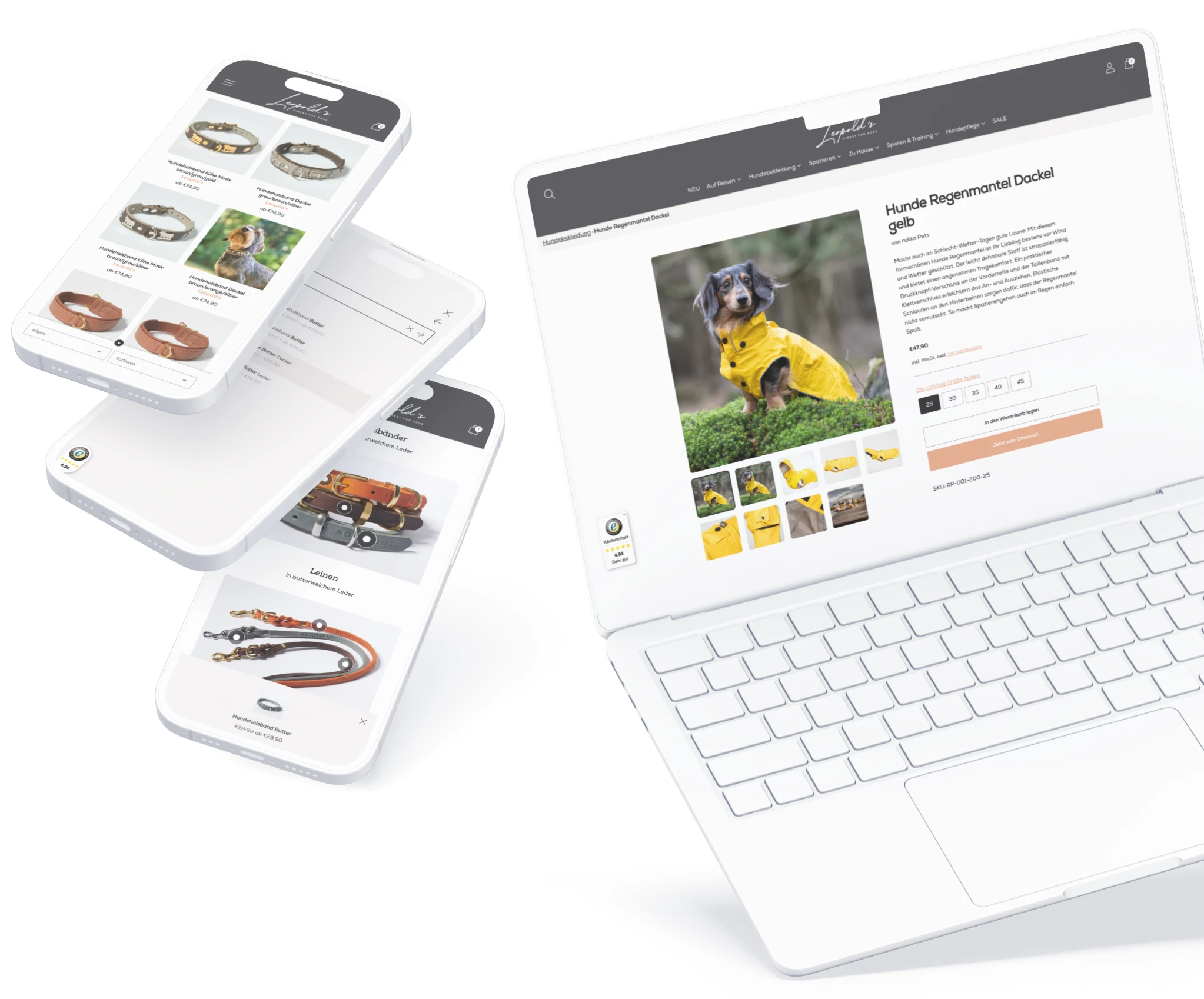 Leopolds Finest for Dogs Webdesign Mockup mobil und Desktop